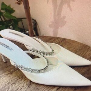 Primark White Heels with Silver Accents